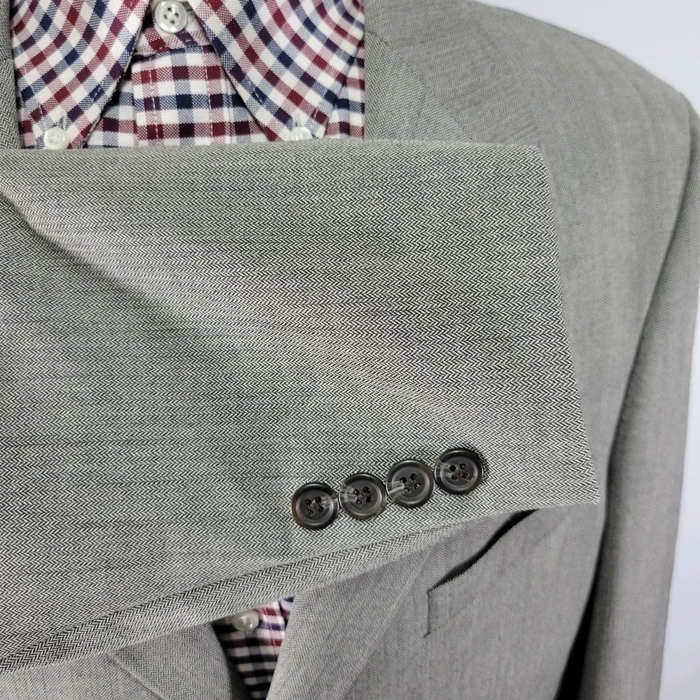 Chaps‎ Ralph Lauren Men's Sport Coat Blazer Three Button Gray Herringbone 42L